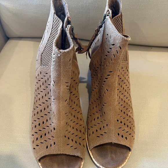 Toms suede heeled boots open toe - Picture 5 of 8